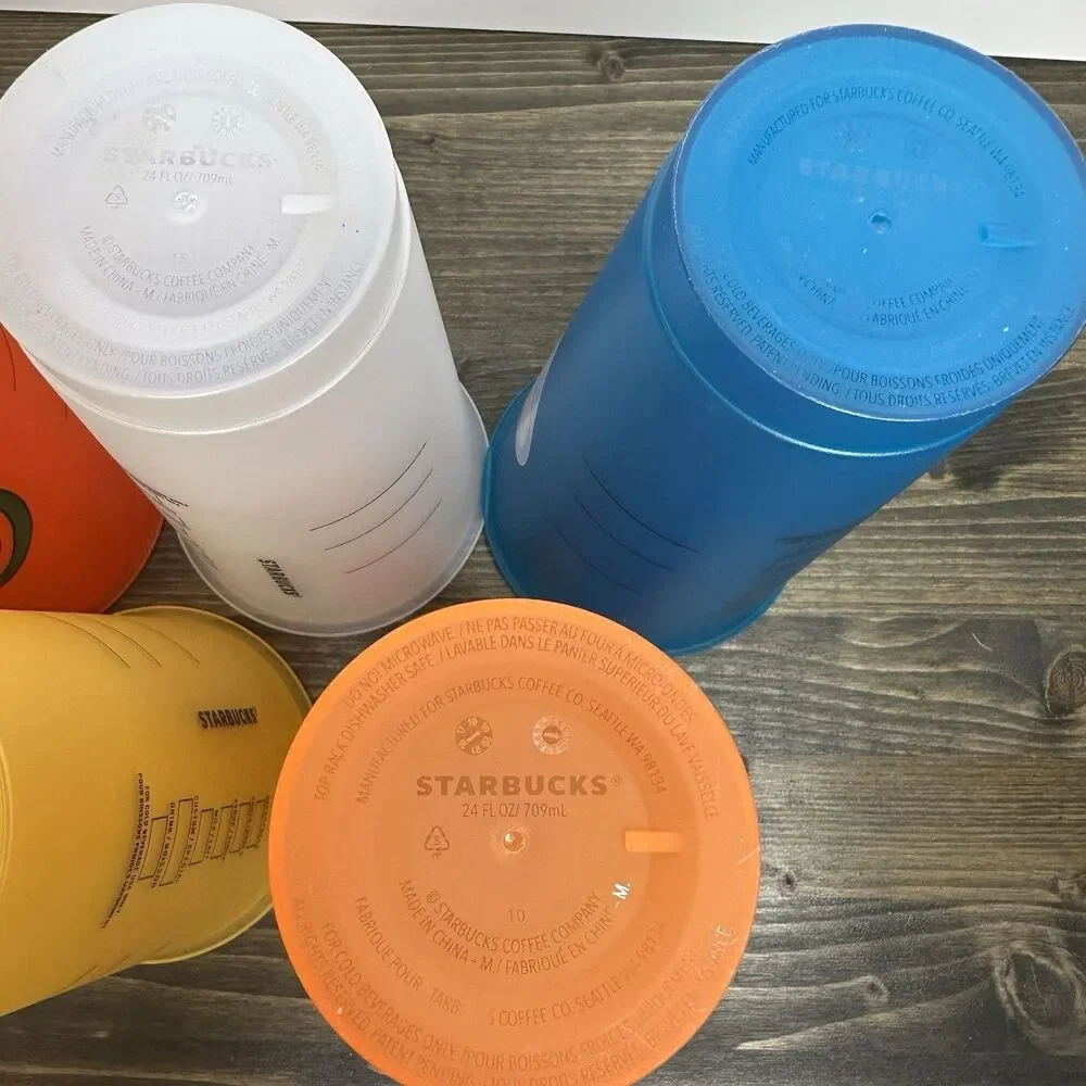 5 Starbucks Summer 2020 Collection Retro Cold Cups‎ 24oz Reusable Plastic NO LID